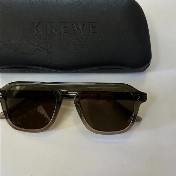 KREWE Zander Green Gradient Unisex Aviator Sunglasses + Case - Picture 5 of 6